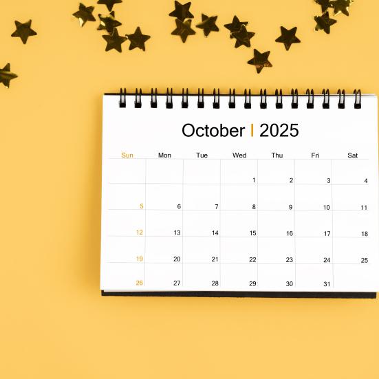 Foto af kalender for oktober