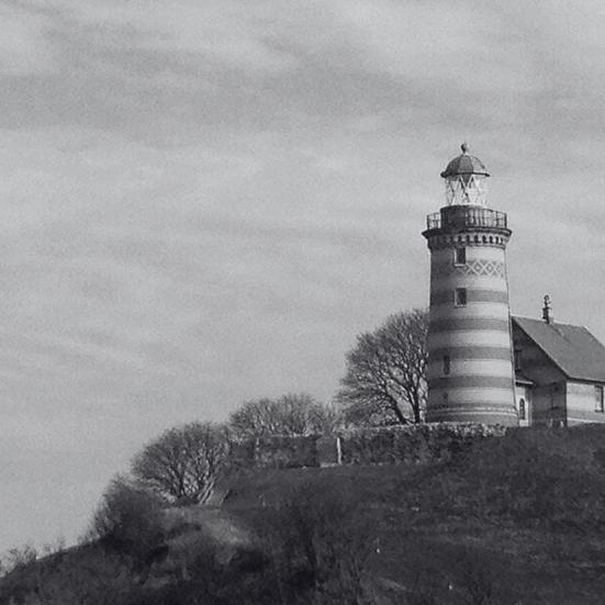 fyrtårnet på sprogø i sorthvid