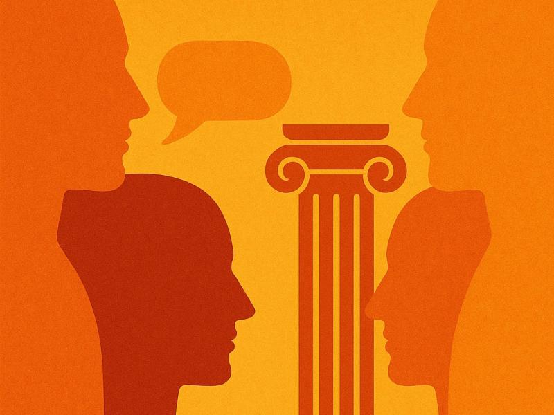 Grafisk billede af samtale, AI-genereret