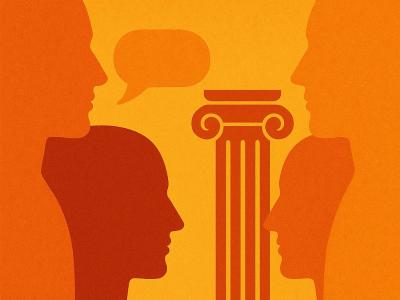 Grafisk billede af samtale, AI-genereret