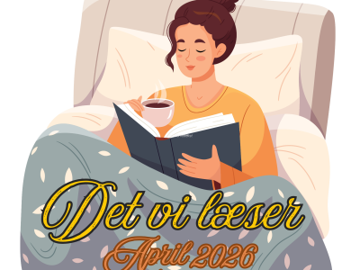 Tegning af person der læser og drikker kaffe